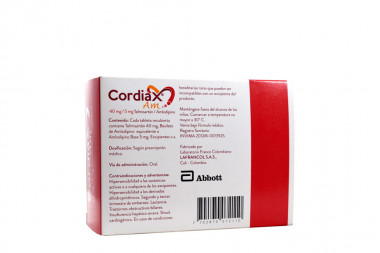 Cordiax Am 40 / 5 Mg Caja Con 30 Tabletas Recubiertas