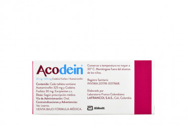 Acodein 30 / 325 Mg Caja Con 30 Tabletas