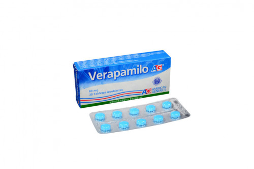 Verapamilo 80 mg Caja Con 30 Tabletas Recubiertas