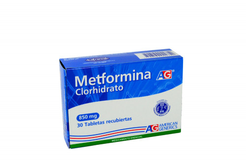 Metformina Clorhidrato 850 mg Caja Con 30 Tabletas Recubiertas