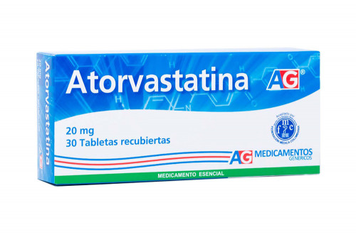 atorvastatina 20 mg caja 30 tabletas recubiertas