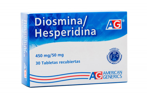 Diosmina / Hesperidina 450 / 50 mg Caja Con 30 Tabletas Recubiertas