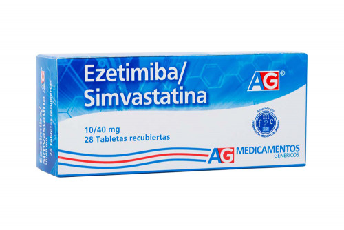 Ezetimiba / Simvastatina 10 / 40 mg Caja Con 28 Tabletas Recubiertas