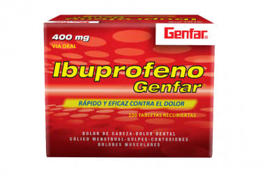 Ibuprofeno 400 mg Caja Con 100 Tabletas Recubiertas