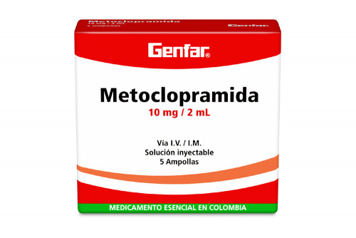 Metoclopramida Clorhidrato 10 mg / 2 mL Solución Inyectable Caja Con 5 Ampollas