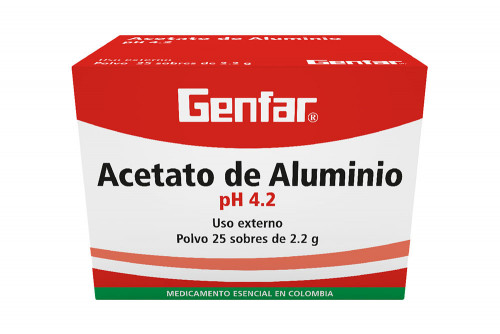 Acetato de aluminio Caja x 25 Sobres De 2.2 g