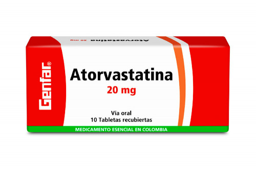 Atorvastatina 20 mg Caja Con 10 Tabletas Recubiertas