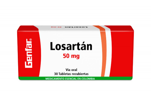 losartán 50 mg caja con 30 comprimidos recubiertos