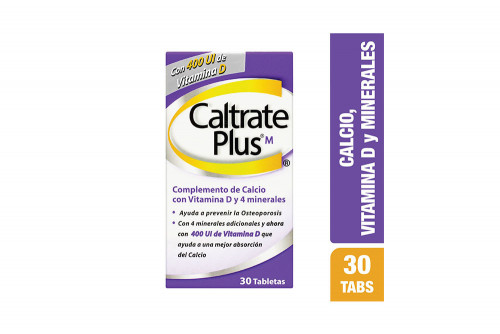 Caltrate Plus 400 UI Caja Con Frasco Con 30 Tabletas