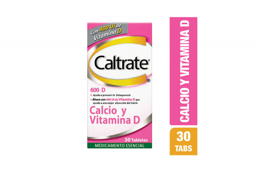  Caltrate 600 D Caja Con Frasco Con 30 Tabletas