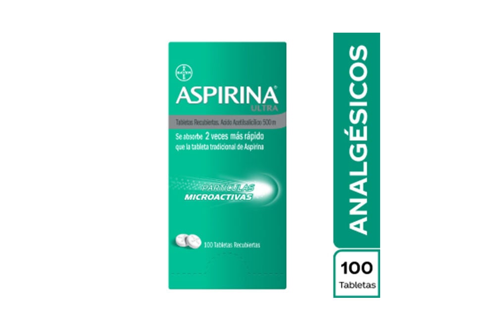 Aspirina Ultra 500 Mg Caja Con 100 Tabletas Recubiertas