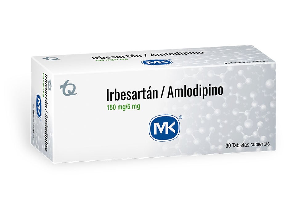 Irbersartán/ Amlodipino 150/5 Mg Caja Con 30 Tabletas Recubiertas