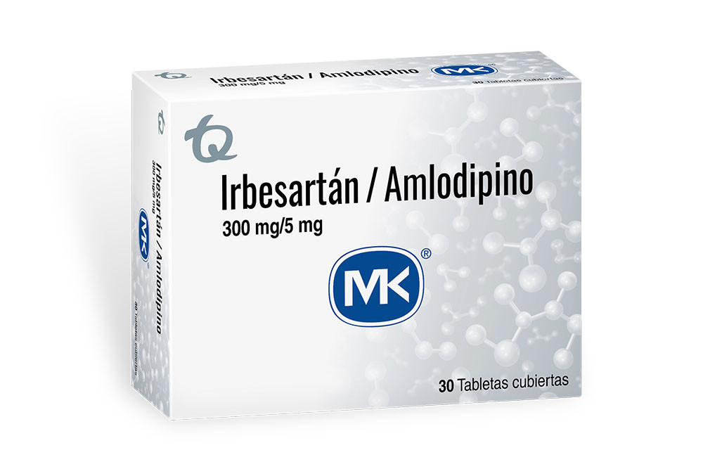 Ibersartán/ Amlodipino 300/ 5 Mg Caja Con 30 Tabletas