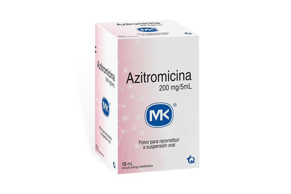 Azitromicina 200 mg/ mL Frasco Con 15 mL+ Jeringa Dosificadora