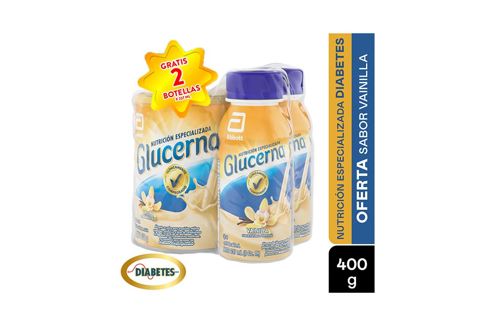 Glucerna Polvo Vainilla 400 G Gratis 2 Glucerna Liquido 237 Ml