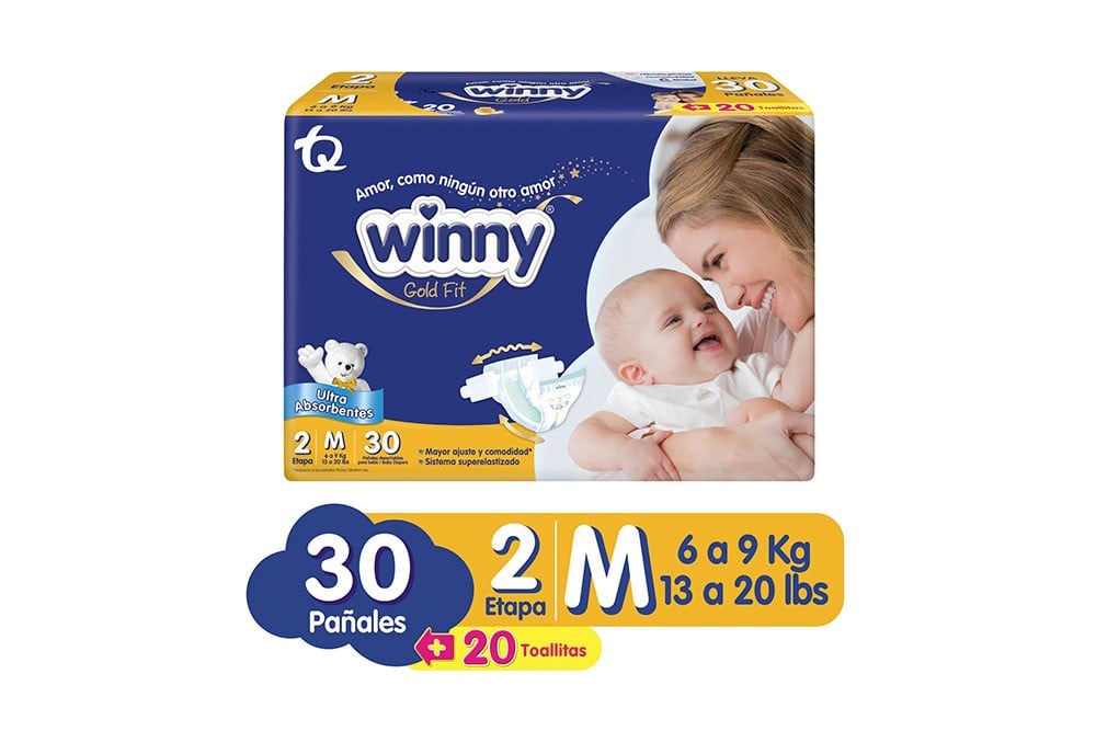 Pañales Winny Gold Etapa 2 M 30 Unds