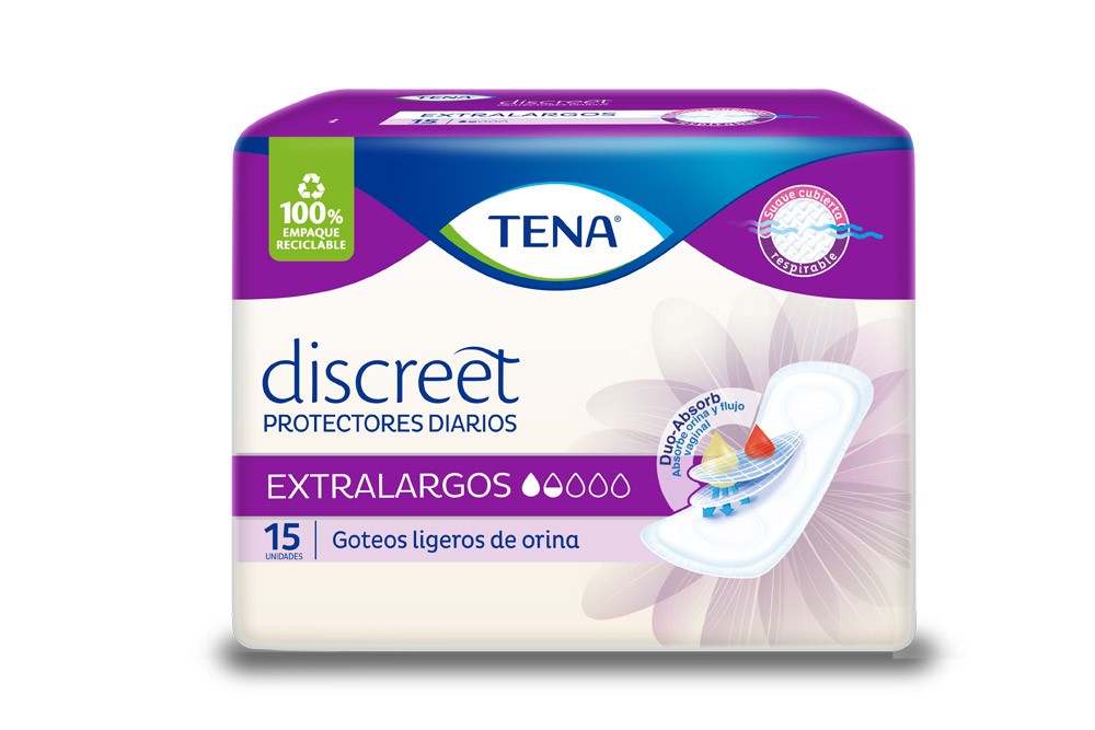 Protectores Diarios Tena Discreet Extralargos Empaque Con 15 Unidades