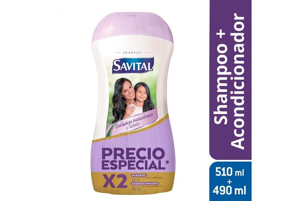 Oferta Shampoo Savital Complejo Hialurónico Y Sabilá 510Ml + Acondicionador 490 Ml