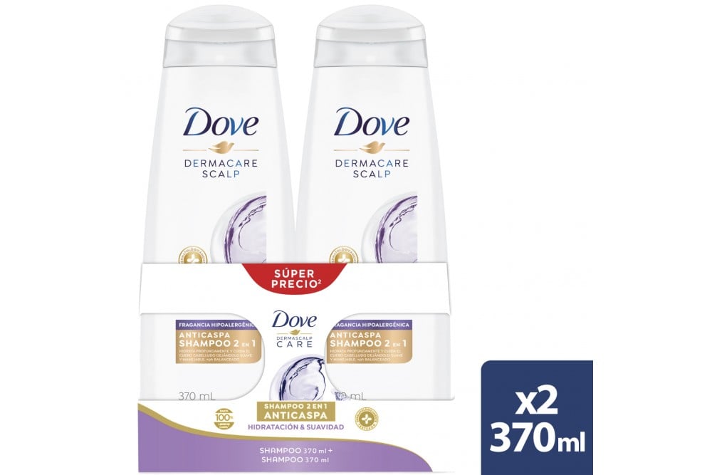 Oferta Shampoo Dove Hidratación Y Suavidad 2 Unds 370 Ml C/U