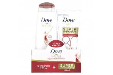 Oferta Shampoo Dove Regeneración Extrema 370 Ml + Super Acondicionador 170 Ml