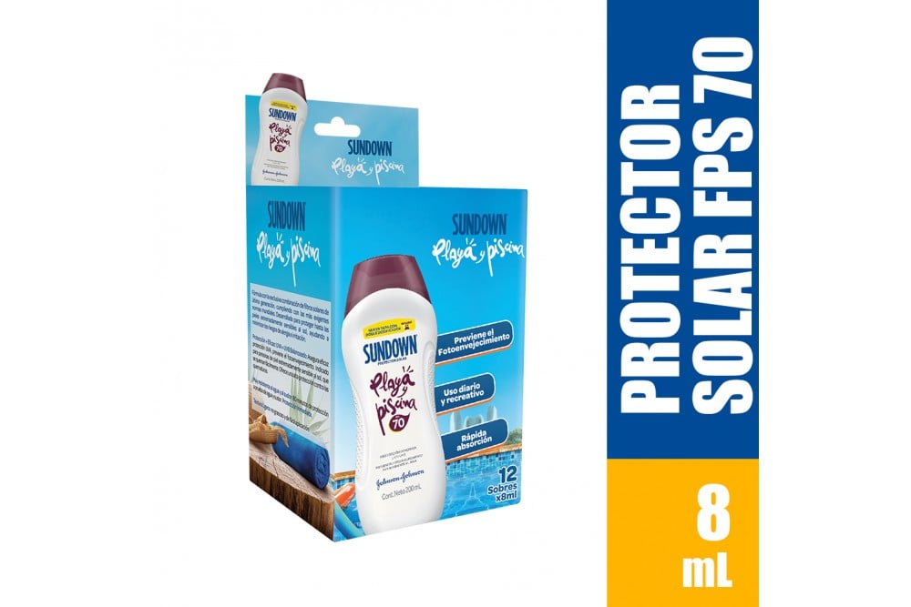 Protector Solar Sundown Playa Y Piscina 12 Sobres