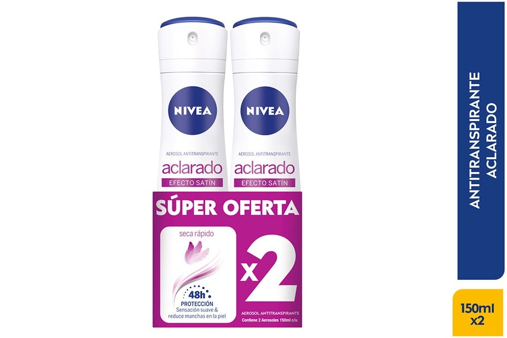 Oferta 2 Desodorantes Nivea Aclarado Efecto Satín 300 Ml