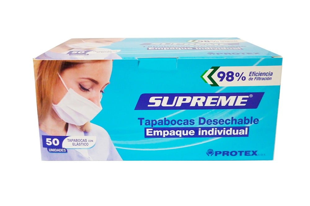 Tapabocas Desechable Supreme Color Azul 50 Unds