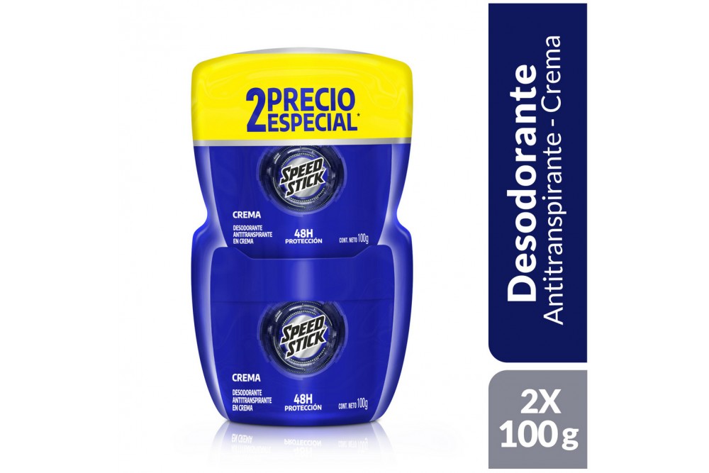 Desodorante Hombre Antitranspirante Speed Stick Crema 24/7 100G 2 Unds