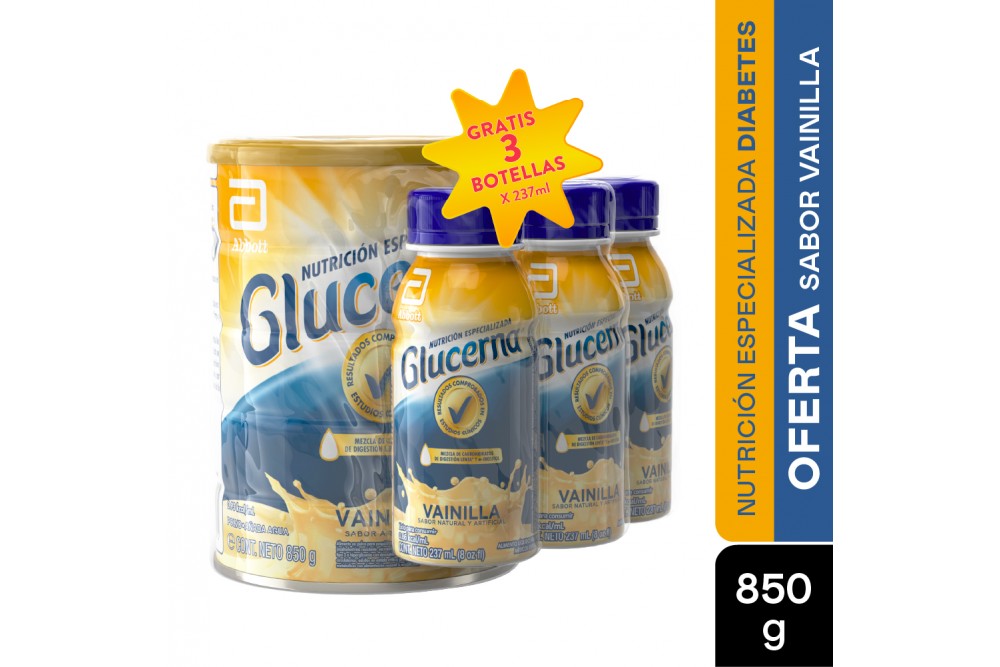 Glucerna Polvo Vainilla 850 G Gratis 3 Glucerna Liquido 237 Ml