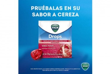 Pastillas Masticables Vick Drops Cereza 5 Sobres