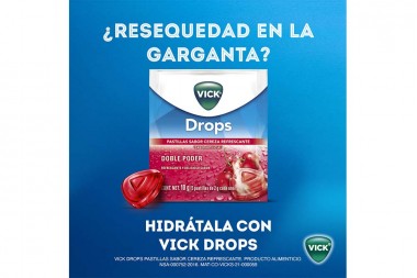 Vick Drops Caja Con 24 Sobres Con 5 Pastillas C/U - Sabor A Cereza