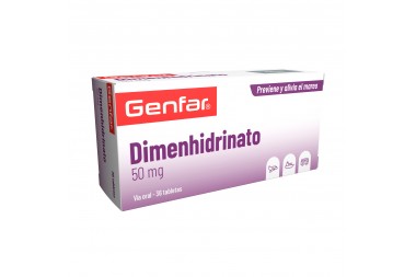 Dimenhidrinato 50 Mg Genfar Caja 36 Tabletas