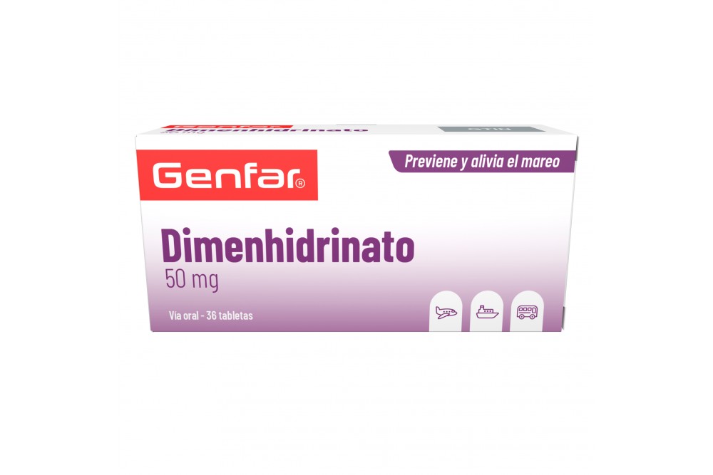 Dimenhidrinato 50 Mg Genfar Caja 36 Tabletas