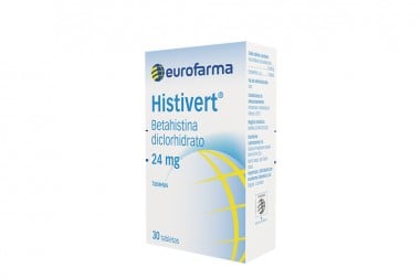 betahistina diclorhidrato Histivert 24 mg 30 Tabletas