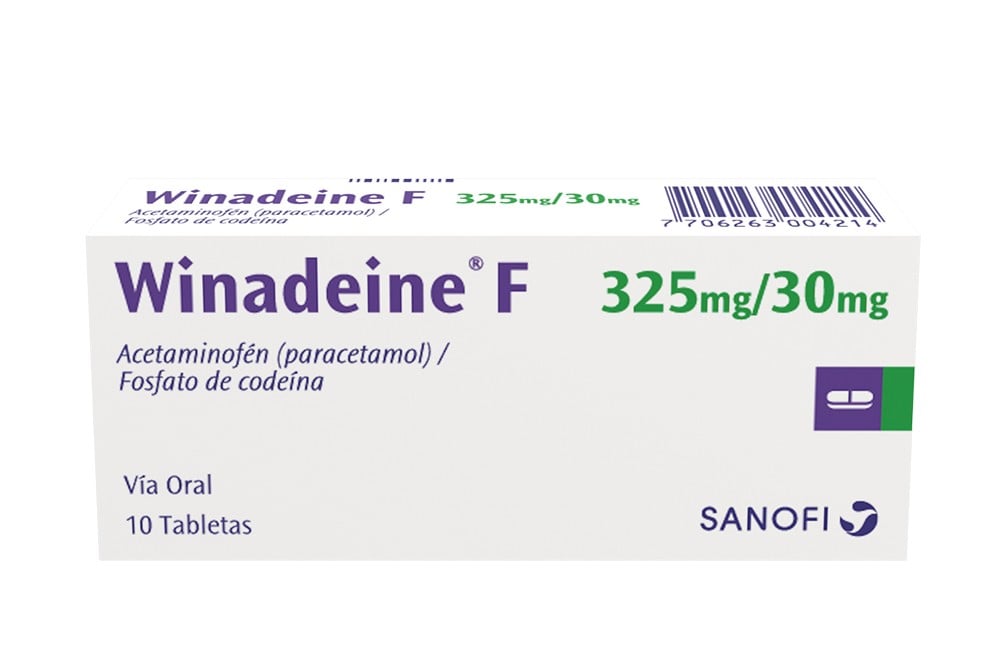 Acetaminofén Winadeine F 325 / 30 mg 10 Tabletas