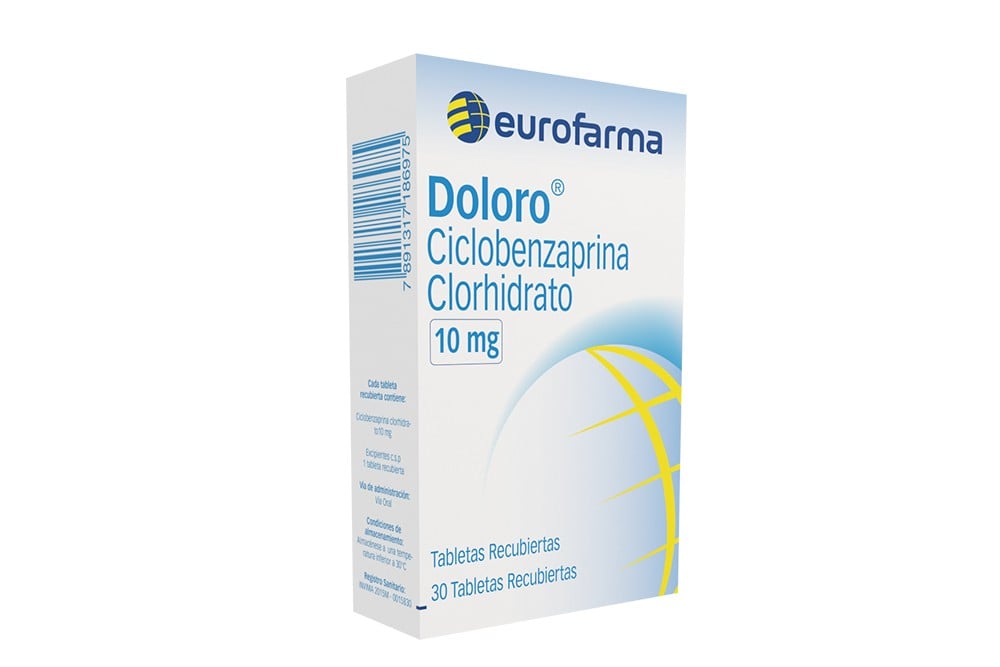 Cliclobenzaprina Clorhidrato Doloro 10 Mg 30 Tabletas Recubiertas