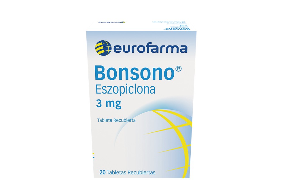 Eszopiclona Bonsono 3 Mg 20 Tabletas Recubiertas