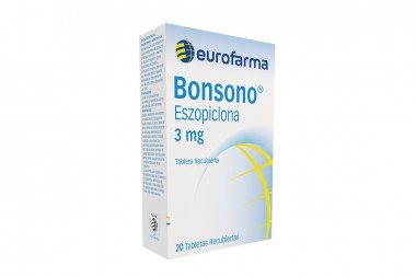 Eszopiclona Bonsono 3 Mg 20 Tabletas Recubiertas