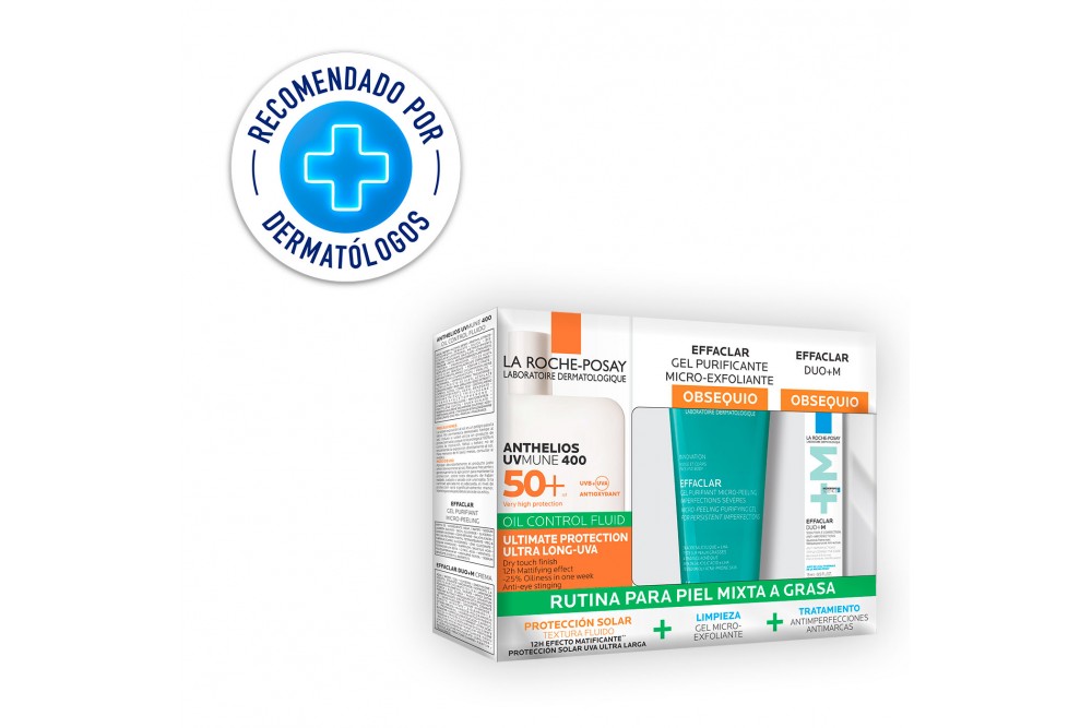 Kit Protector Solar Gel Micro Exfoliante Tratamiento La Roche-Posay