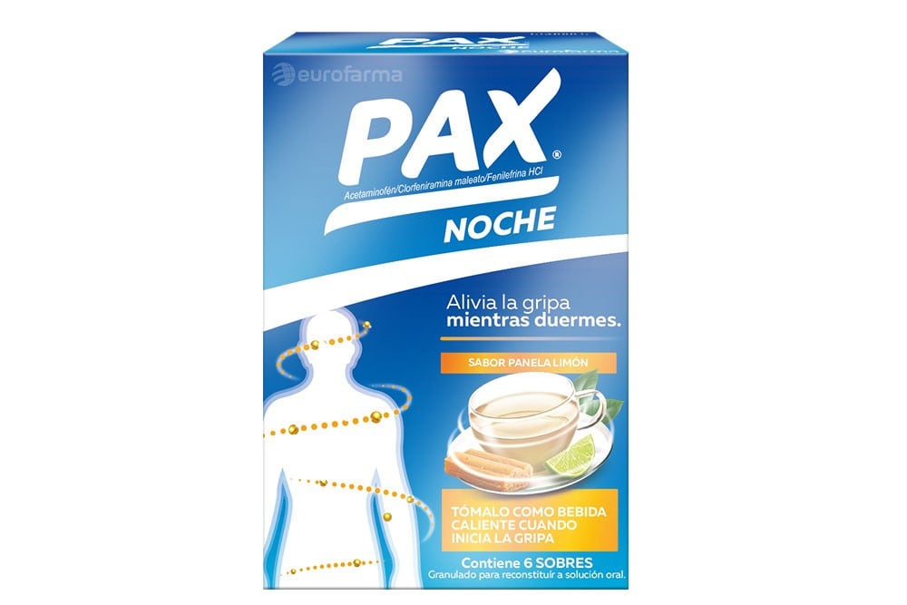 Pax Noche 500-2-10 mg Caja Con 6 Sobres - Sabor Panela Limon