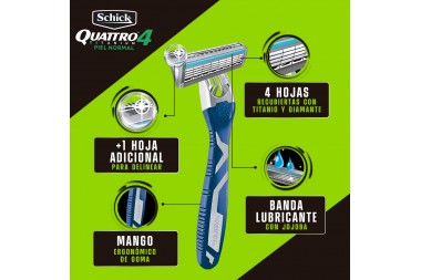 Máquina Para Afeitar Schick Quattro 4 Titanium Und