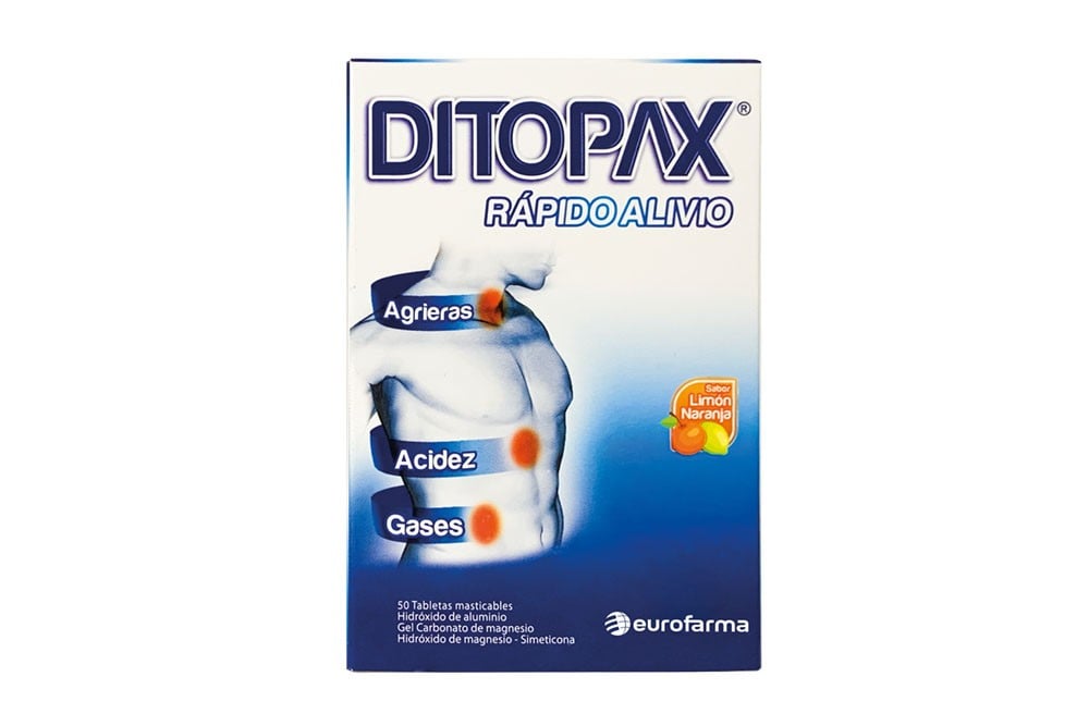 Ditopax Caja Con 50 Tabletas Masticables - Sabor Limón Naranja