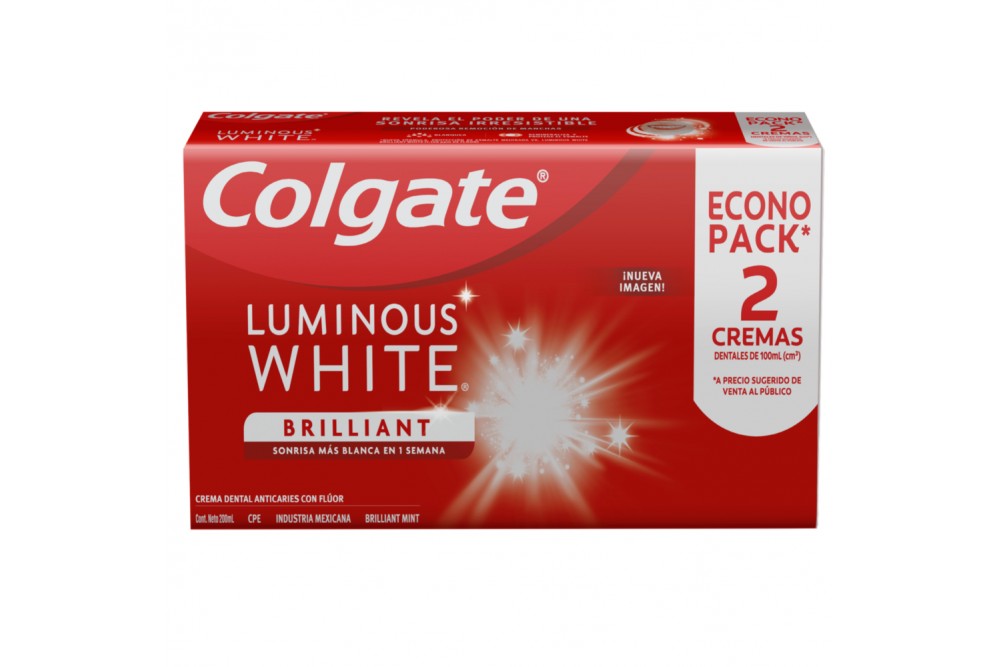 Oferta Crema Dental Colgate Luminous White  2 X 100 Ml C/U