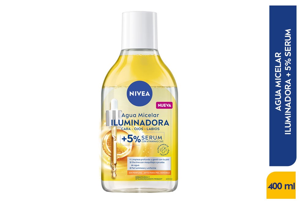 Agua Micelar Iluminadora Nivea 5% Serum 400 Ml