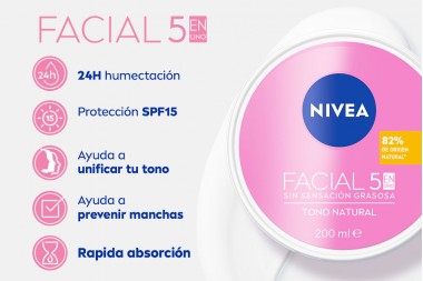 Crema Facial Nivea 5 En 1 Tono Natural 200 Ml