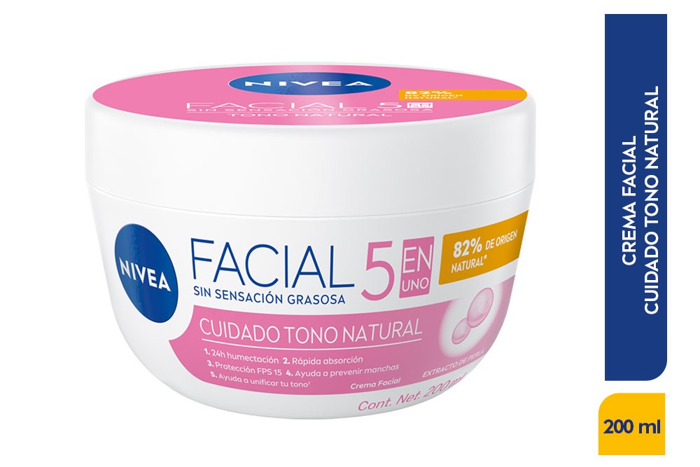 Crema Facial Nivea 5 En 1 Tono Natural 200 Ml