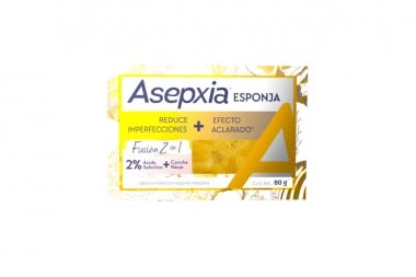 Jabón Asepxia Esponja Fusión 2 En 1 80 G