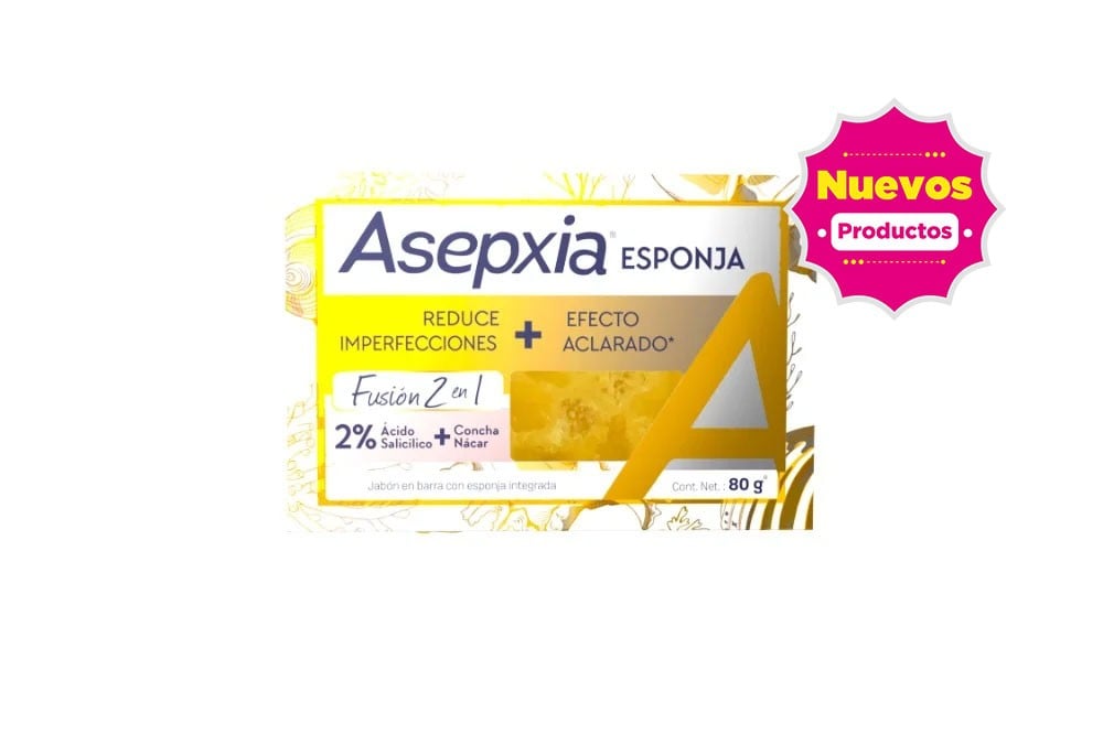 Jabón Asepxia Esponja Fusión 2 En 1 80 G