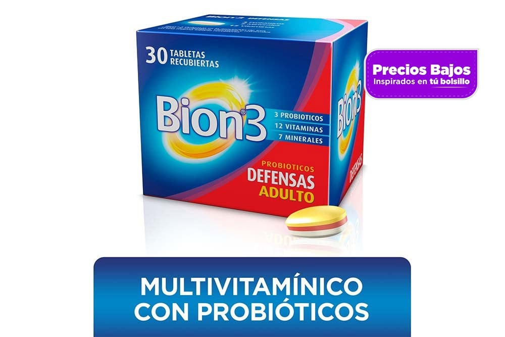 Bion 3 Multivitamínico Con Probióticos 30 Tabletas Recubiertas