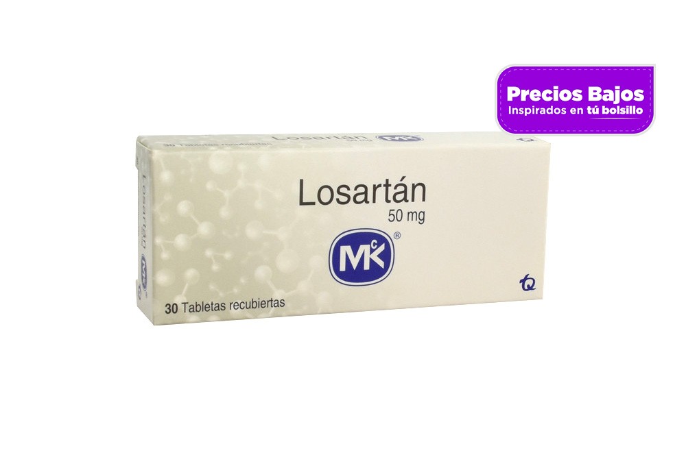 Losartán Mk 50 Mg Caja Con 30 Tabletas Recubiertas